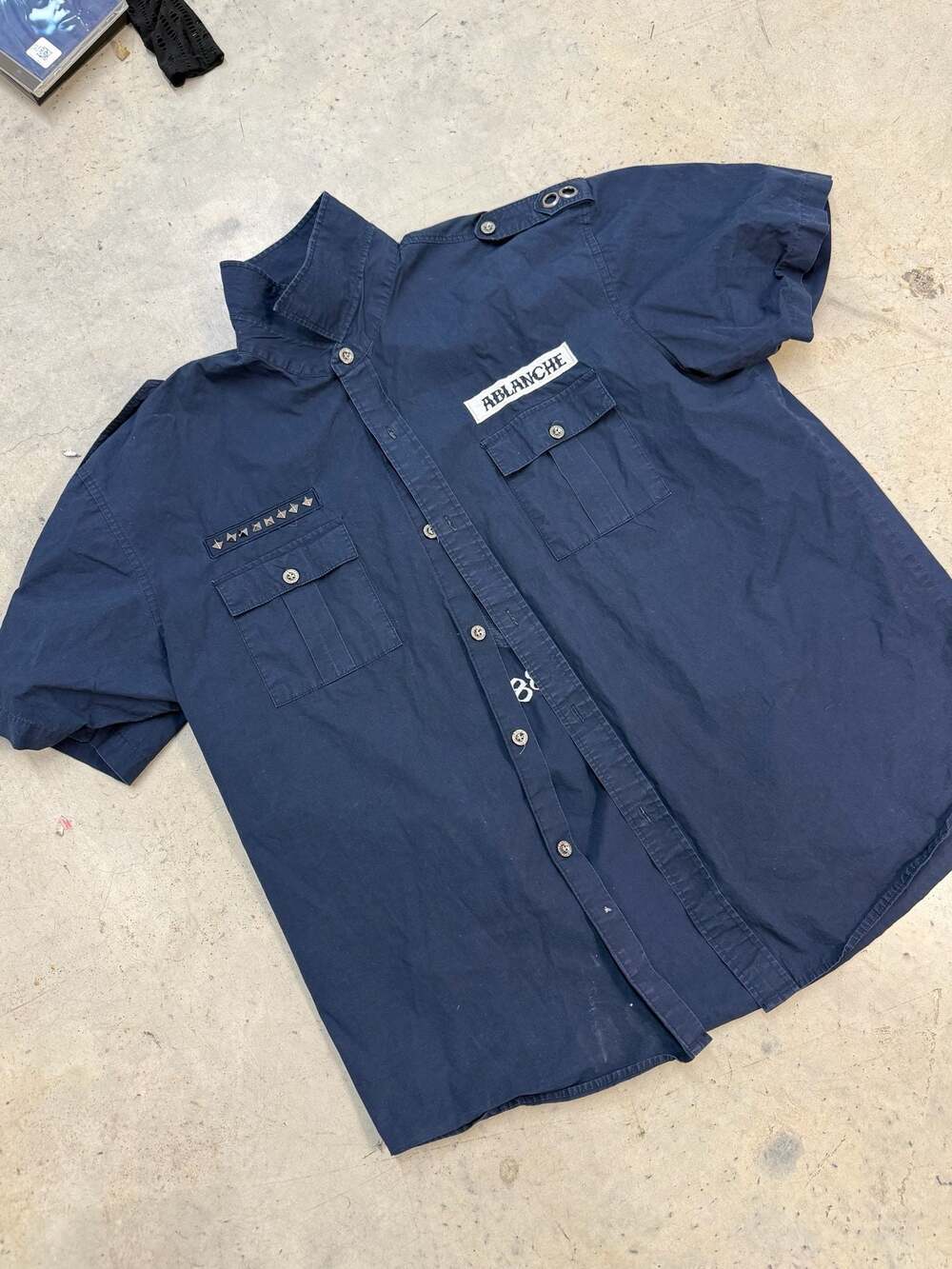 Ablanche 3XL Live To Ride Motorcycle Club Studded Short Sleeve Work Shirt - Picture 2 of 4